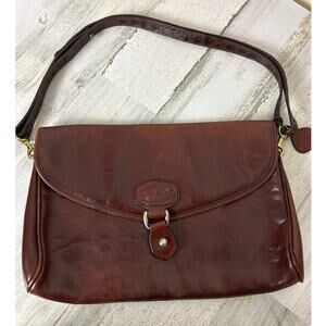 Oroton Brown Cowhide Leather Shoulder Bag Crossbody Satchel Purse Vintage